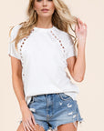 Double Take Full Size Cutout Round Neck Short Sleeve T-Shirt - Little Miss Vanilla