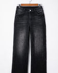 Carbon Grey Mineral Wash Raw Hem High Waist Flared Jeans