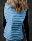 Sky Blue Plush Collared Quilted Zipped Puffer Vest - Little Miss Vanilla