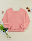 Bow Cutout Round Neck Long Sleeve Sweatshirt - Little Miss Vanilla