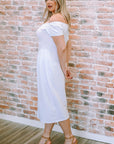 Off-Shoulder Short Sleeve Split Dress - Little Miss Vanilla