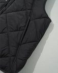 Black Quilted High Neck Button Up Pocket Vest Coat - Little Miss Vanilla