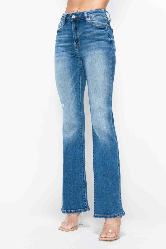 bytos Full Size Distressed High Rise Jeans with Pockets - Little Miss Vanilla