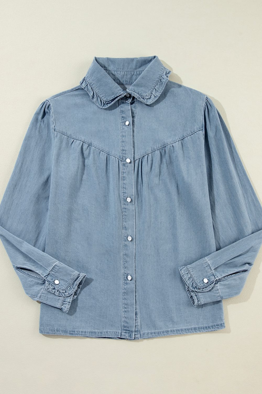 Button Up Long Sleeve Denim Top - Little Miss Vanilla