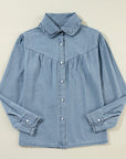 Button Up Long Sleeve Denim Top - Little Miss Vanilla