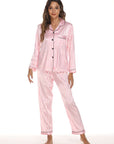 Two-piece Stretch Satin Home Wear Pajamas Women