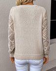 Solid V-neck Pullover Sweater With Hollow Long Sleeve Fashion Tops For Women Clothing