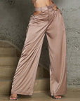 Waist Hollow Buckle Female High Waist Straight Pants