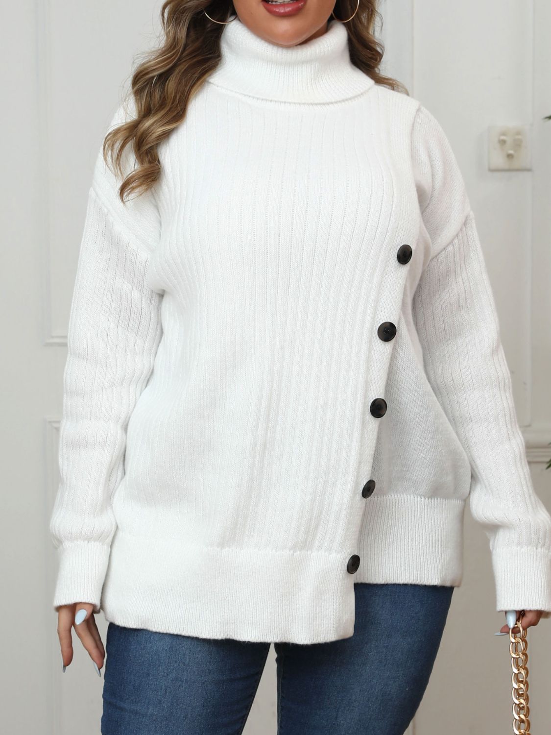 Plus Size Turtleneck Long Sleeve Sweater - Little Miss Vanilla