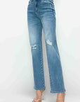 bytos Full Size Distressed High Rise Straight Jeans - Little Miss Vanilla