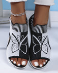 Summer Butterfly Print Sports Sandals Casual Breathable Flying Woven Flat Shoes For Women