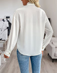 Perfee Sequin Contrast Collared Neck Long Sleeve Shirt - Little Miss Vanilla