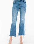 bytos Raw Hem Distressed Mid Rise Crop Jeans - Little Miss Vanilla