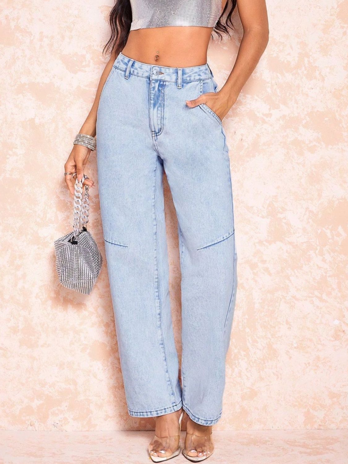 Straight Leg Jeans with Pockets - Little Miss Vanilla