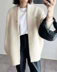 Loose Round Neck Single Breasted Cardigan Fashion Solid Color Coat Jacket Autumn And Winter Women's Clothing