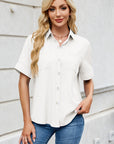 Collared Neck Short Sleeve Shirt - Little Miss Vanilla