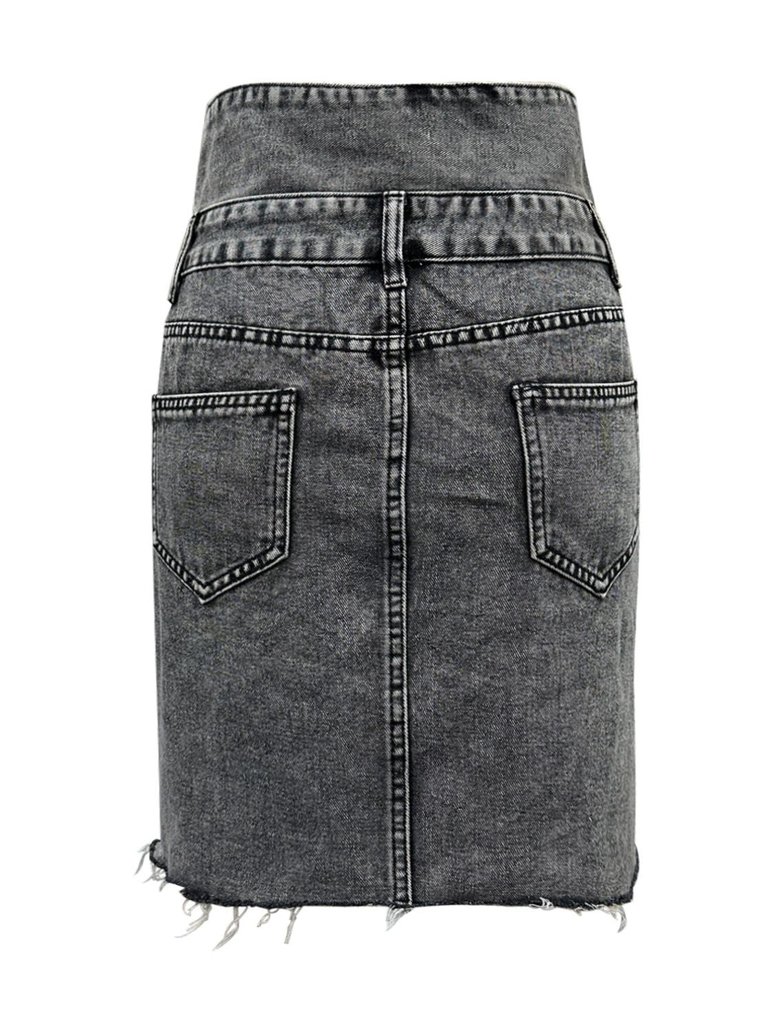 Raw Hem High Waist Denim Skirt - Little Miss Vanilla