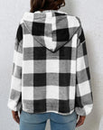 Plaid Half Button Long Sleeve Hoodie - Little Miss Vanilla