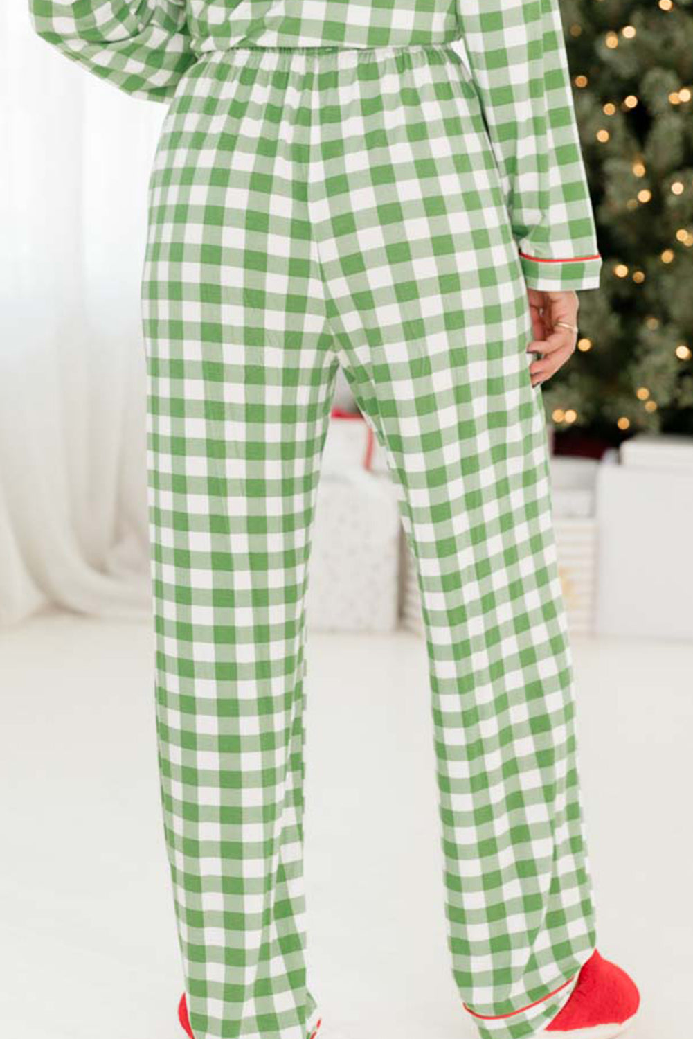 Light Green Christmas Plaid Print Shirt and Pants Pajama Set - Little Miss Vanilla