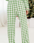 Light Green Christmas Plaid Print Shirt and Pants Pajama Set - Little Miss Vanilla