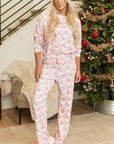 Pink Santa Claus Striped Print Loose Fit Two Piece Lounge Set - Little Miss Vanilla