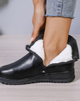 Winter Fleece Boots With Side Zipper Design Fashion Simple Non-slip Ankle Boots For Women Warm Pu Leather Shoes