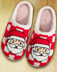 Fiery Red Checkered Santa Claus Graphic Plush Home Slippers