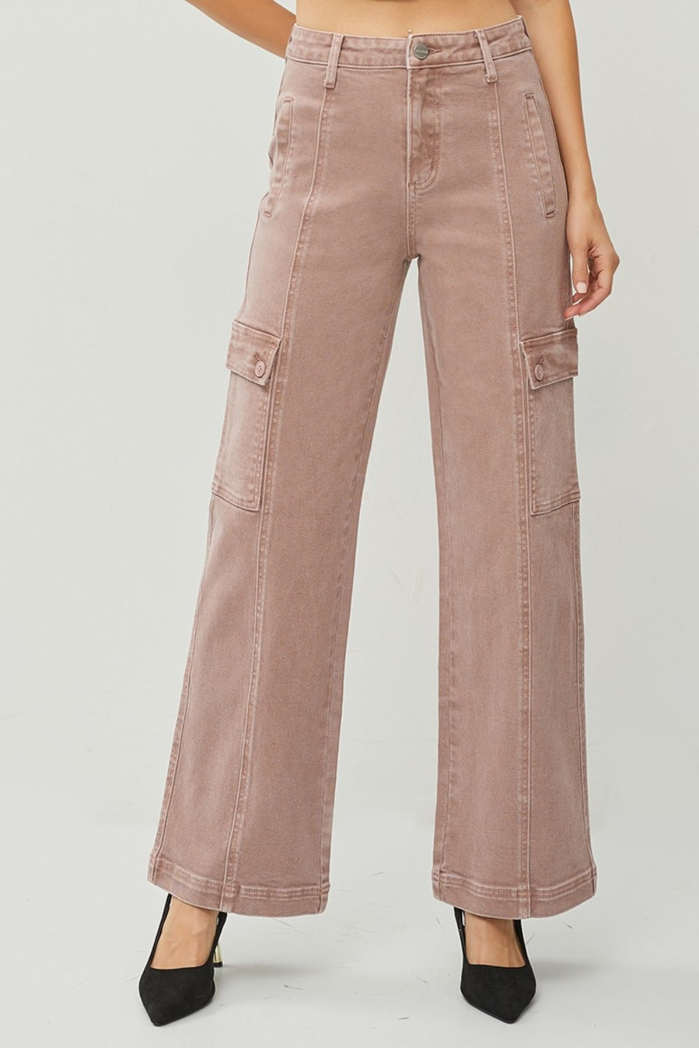 RISEN Full Size High Rise Wide Leg Cargo Jeans - Little Miss Vanilla