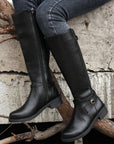 Black Side Zipper Knee High Chunky Low Heel Boots - Little Miss Vanilla