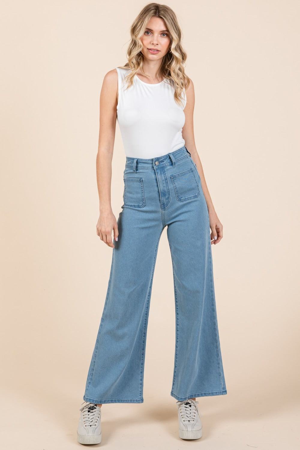 Mittoshop High Waist Wide Leg Jeans - Little Miss Vanilla