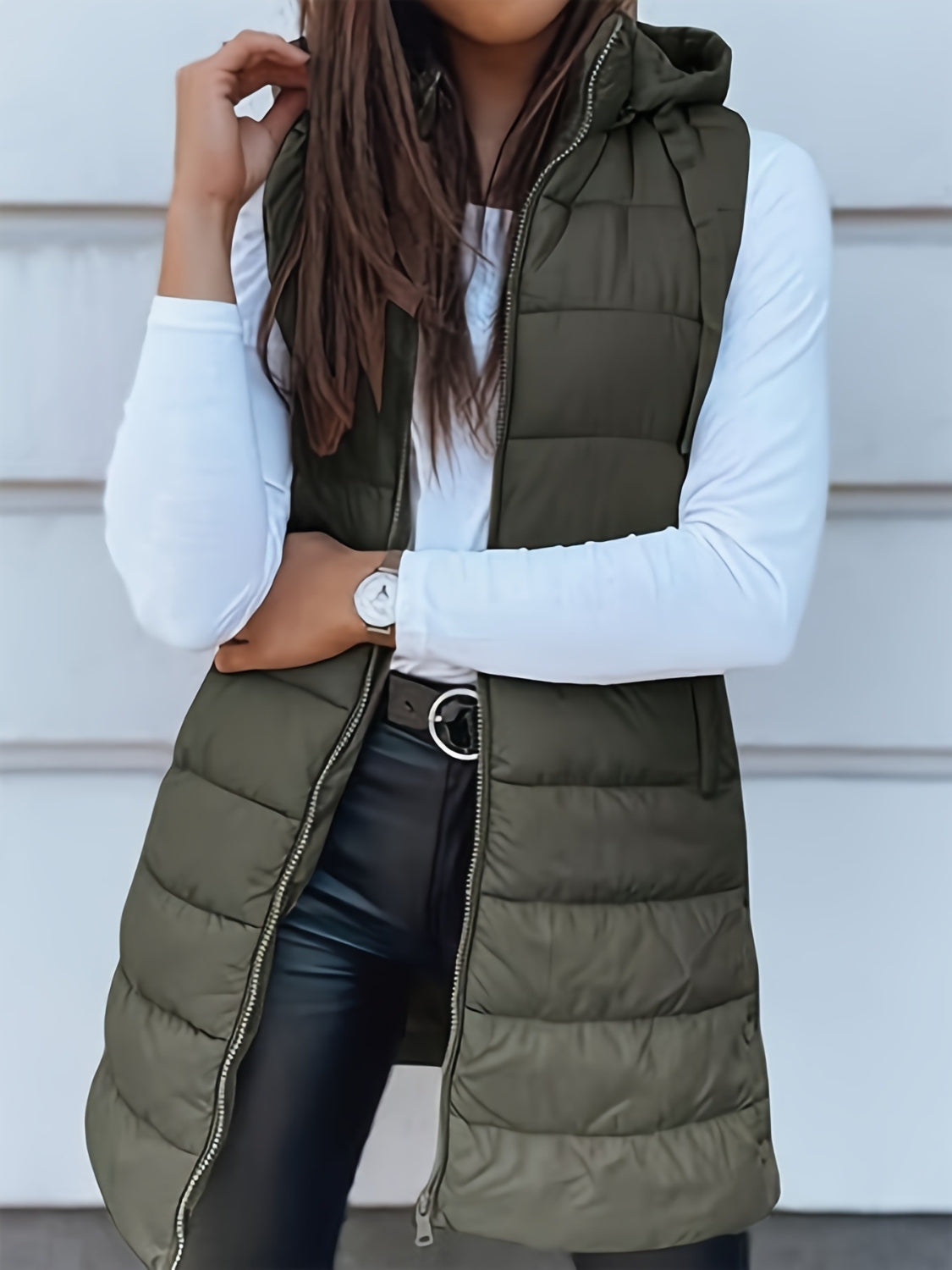 Plus Size Zip Up Hooded Vest Coat - Little Miss Vanilla