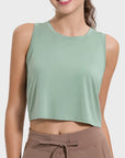 Millennia Drawstring Cutout Round Neck Active Tank - Little Miss Vanilla