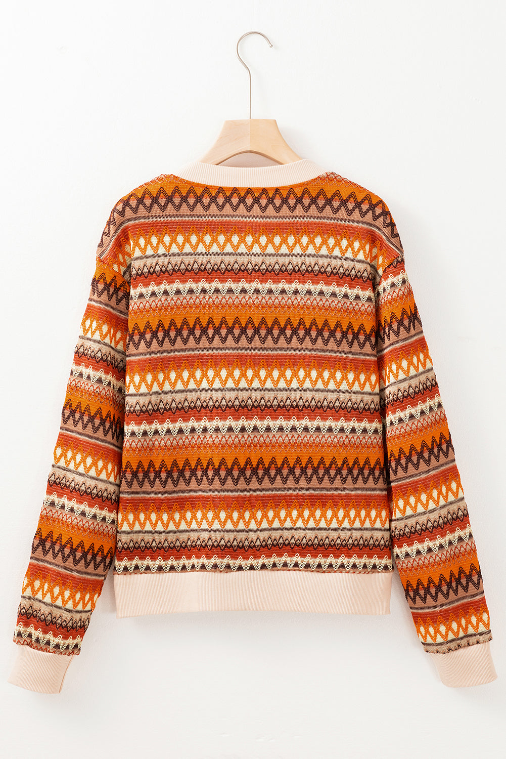 Orange Boho Striped Zip Up Long Sleeve Jacket - Little Miss Vanilla