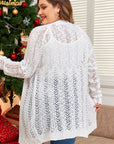 Plus Size Openwork Open Front Long Sleeve Cardigan - Little Miss Vanilla