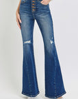 RISEN Distressed Button-Fly Flare Jeans - Little Miss Vanilla