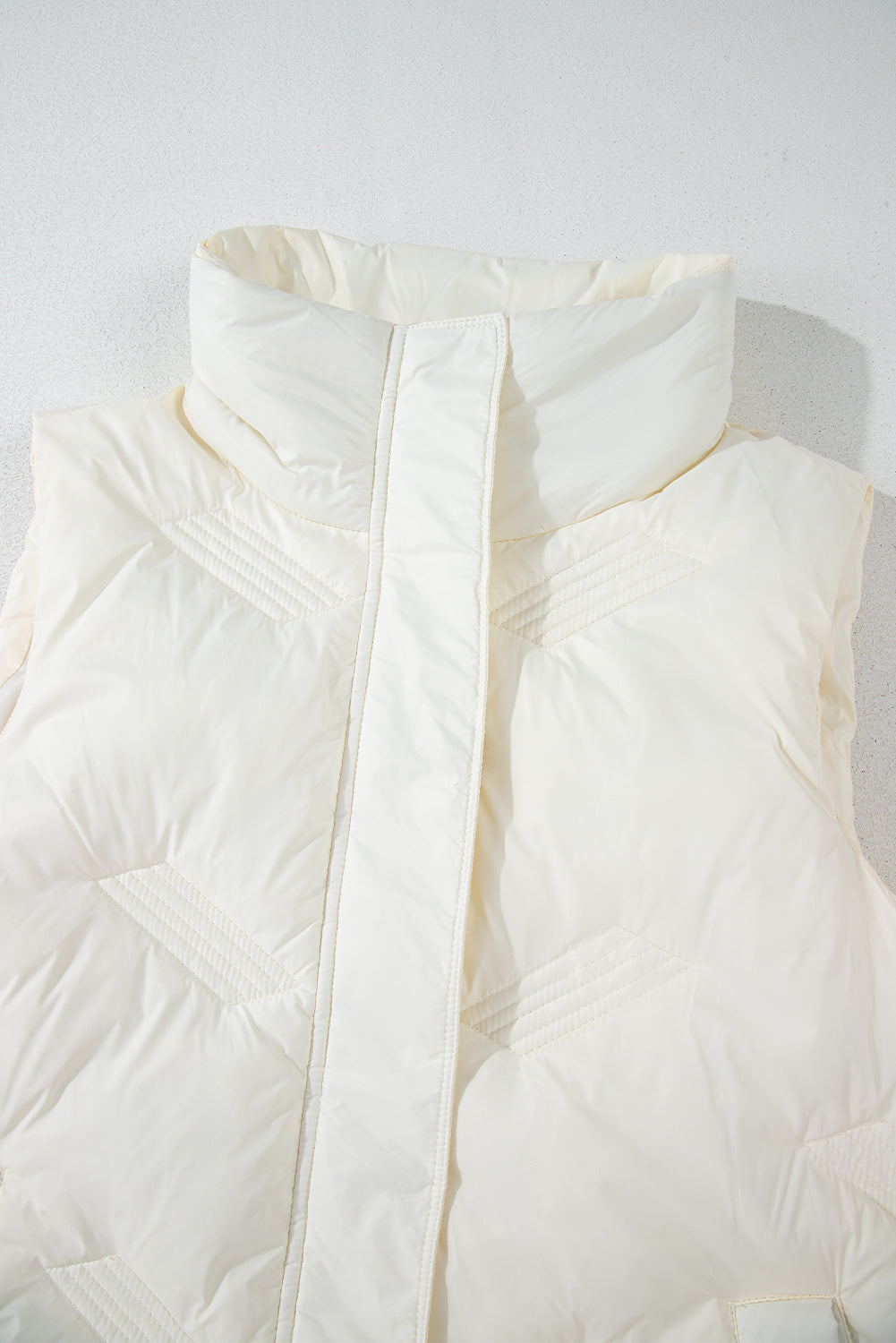 White Quilted High Neck Zip Up Jacket Vest - Little Miss Vanilla