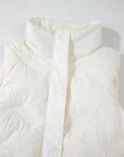 White Quilted High Neck Zip Up Jacket Vest - Little Miss Vanilla