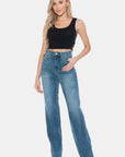 Judy Blue Full Size Tummy Control Cut Raw Hem Straight Jeans - Little Miss Vanilla