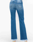 bytos Full Size Raw Hem Distressed Mid Rise Straight Jeans - Little Miss Vanilla