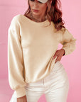 Bow Cutout Round Neck Long Sleeve Sweatshirt - Little Miss Vanilla