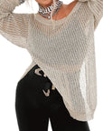 Side Slit Long Sleeve Knit Cover Up - Little Miss Vanilla