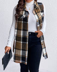 Honey Plus Size Pocketed Plaid Button Up Vest Coat - Little Miss Vanilla