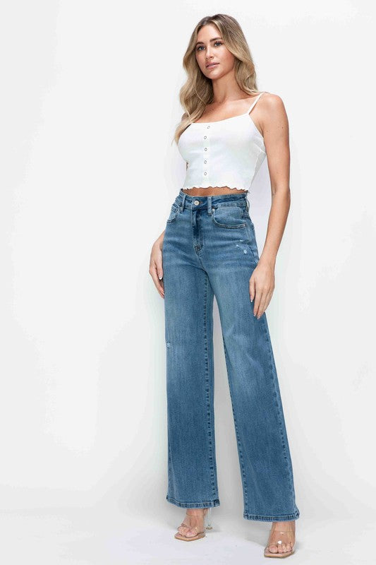 bytos Full Size High Rise Wide Leg Jeans with Pockets - Little Miss Vanilla