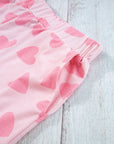 Pink Valentine Heart Shape Print Long Sleeve Top Shorts Lounge Set - Little Miss Vanilla