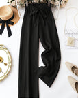 Women's Solid Color Belt Casual Pants