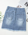 Distressed Raw Hem Heart Mini Denim Skirt - Little Miss Vanilla