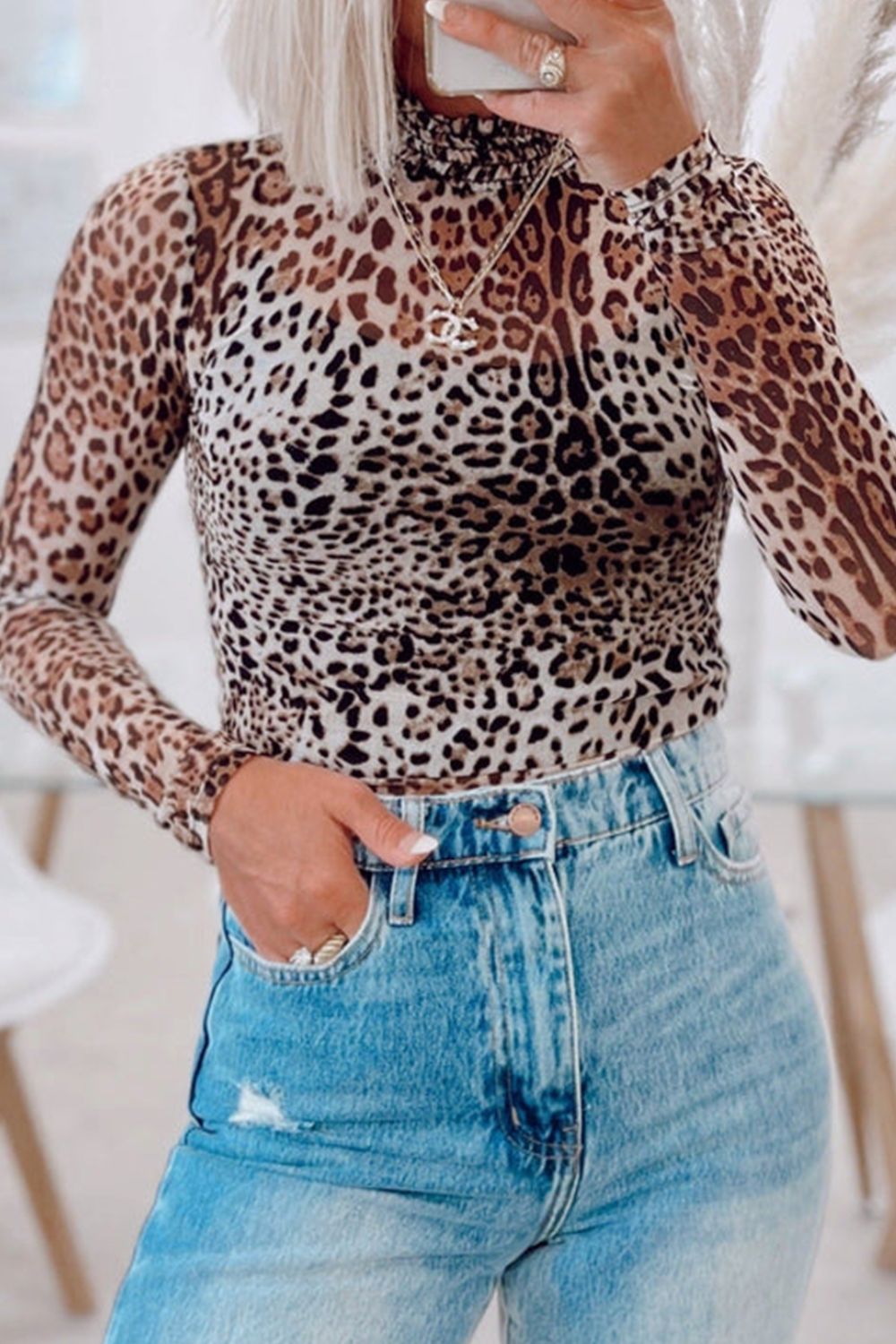 Turtleneck Leopard Long Sleeve Bodysuit - Little Miss Vanilla