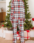 Red Christmas Plaid Print Two Piece Long Sleeve Pajamas Set - Little Miss Vanilla