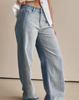 Contrast Straight Leg Jeans with Pockets - Little Miss Vanilla