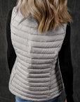 Silvery Plush Collared Quilted Zipped Puffer Vest - Little Miss Vanilla